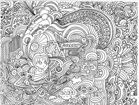 Follow Your Bliss Doodle Coloring Page